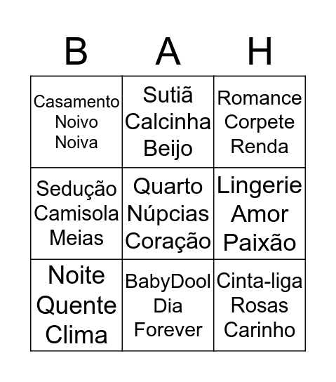 Chá d Langeria Bingo Card