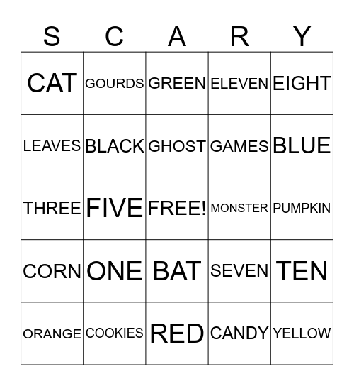 Happy Halloween Bingo Card