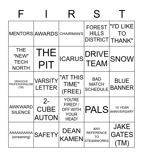 Awards Banquet Bingo Card