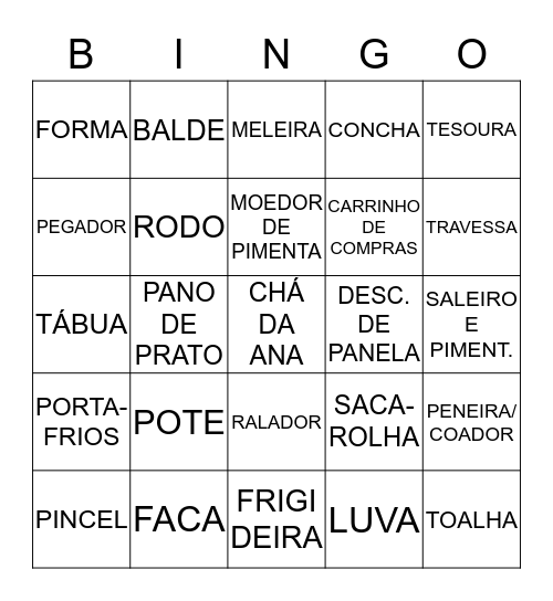 Chá de Cozinha da Ana Carolina Bingo Card