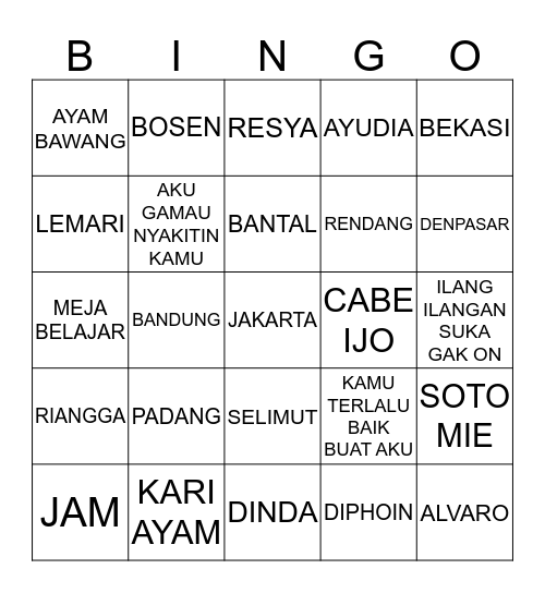 gemes1n Bingo Card