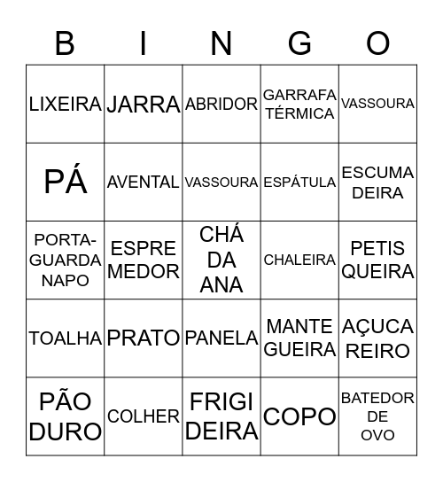 Chá de Cozinha da Ana Carolina  Bingo Card