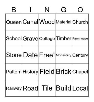 Local History Bingo Card