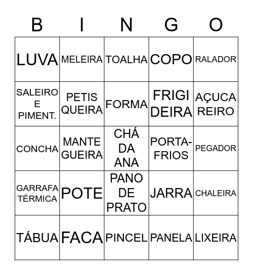 Chá de Cozinha da Ana Carolina Bingo Card