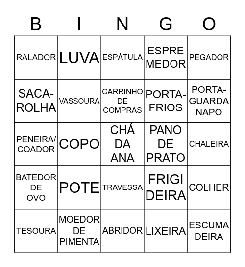 Chá de Cozinha da Ana Carolina Bingo Card