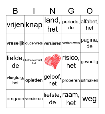 DISK-Bingo thema Verliefd zijn  Bingo Card