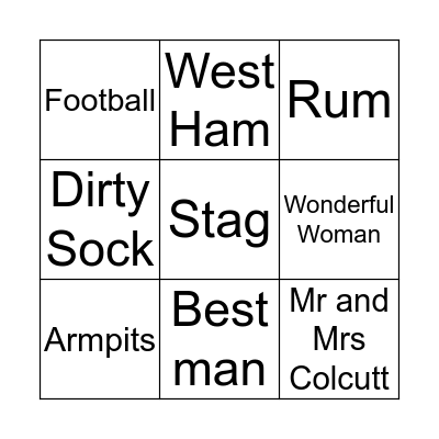 Best Man Bingo Card