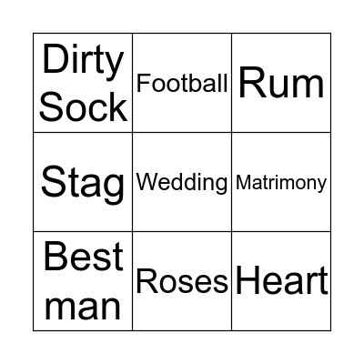 Best Man Bingo Card