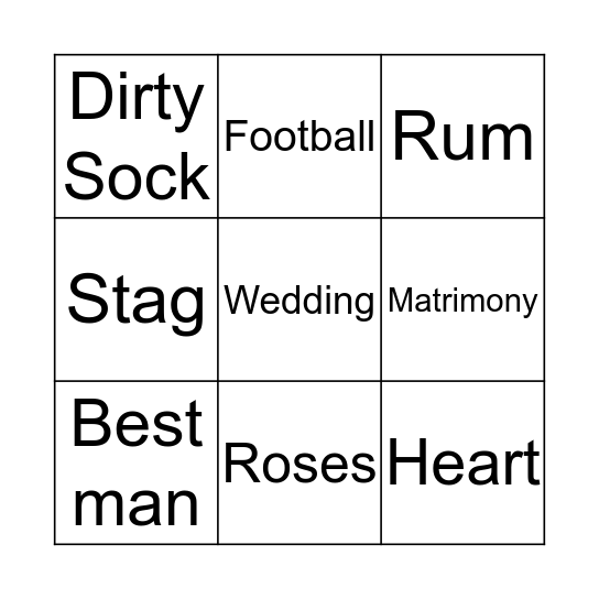 Best Man Bingo Card