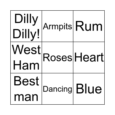 Best Man Bingo Card