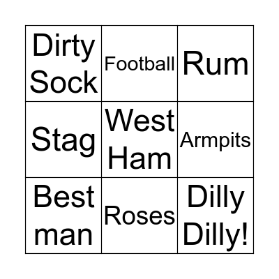Best Man Bingo Card