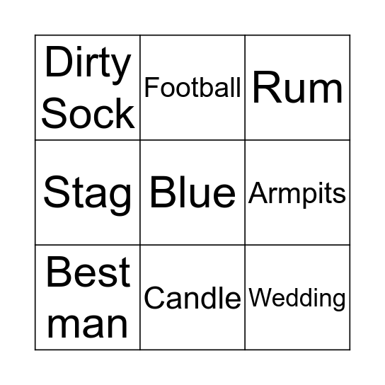 Best Man Bingo Card