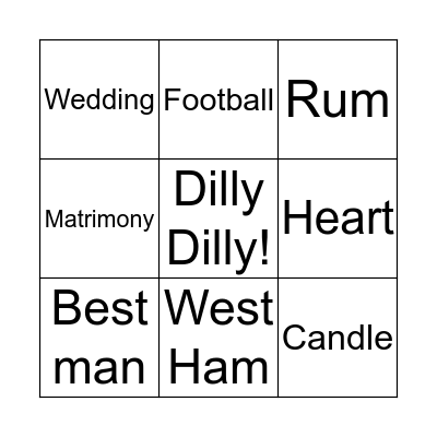 Best Man Bingo Card