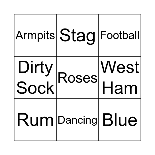 Best Man Bingo Card