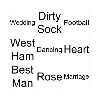 Best Man Bingo Card