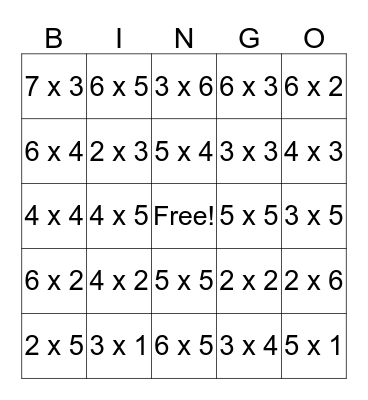 Donavor and Metaloro Multiplication Bingo Card