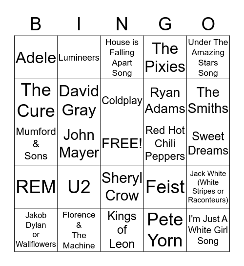 TMC MUSIC FUN TIME BINGO Card