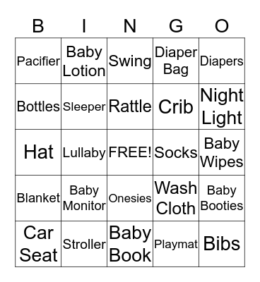 Welcome Baby Bing0 Bingo Card