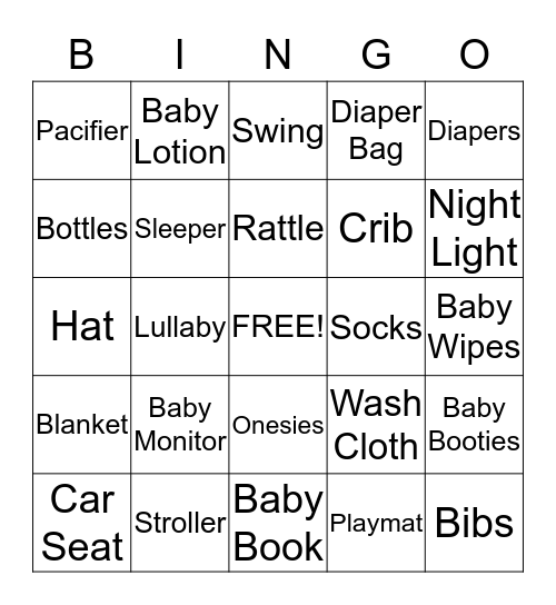 Welcome Baby Bing0 Bingo Card