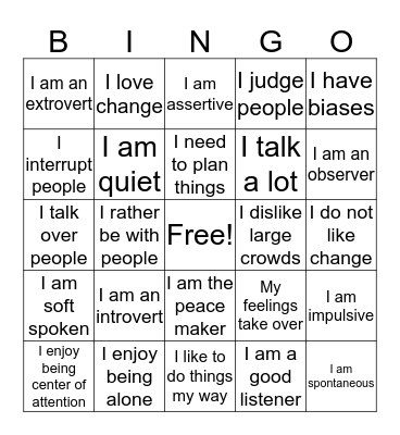 Communication Bingo Card