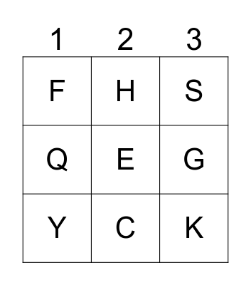 ALPHABET Bingo Card