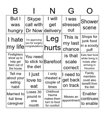 My 600lb life Bingo Card