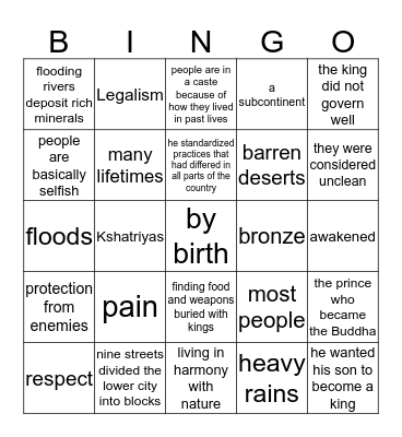 Benchmark C Bingo Card