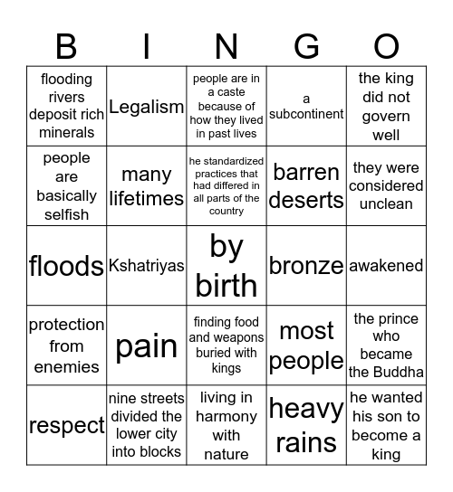 Benchmark C Bingo Card