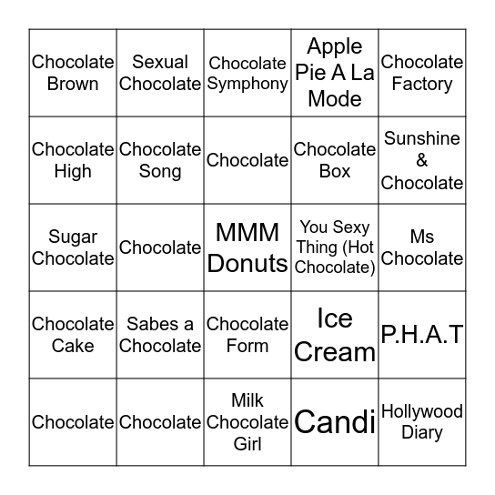 Chocolate Bingo Card