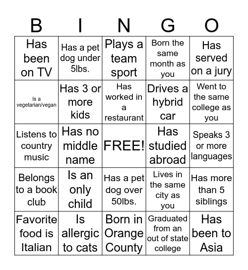 Help Me Grow Bingo Card