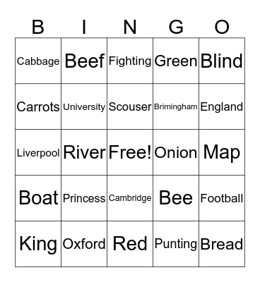 ENGLISH CLUB Bingo Card