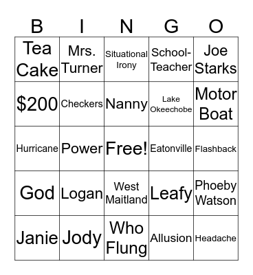 Their Eyes Were Watching God Review Bingo Card