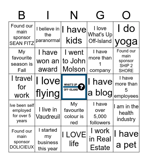 WHAT'S UP OFF-ISLAND Bingo Card