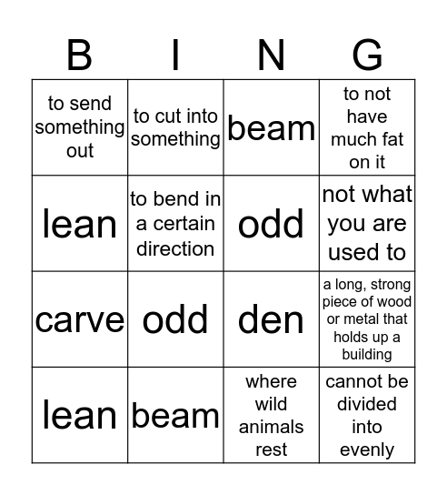Level Purple Unit 11 Bingo (1-5) Bingo Card