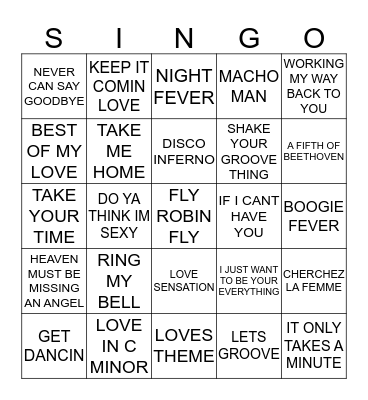 216 BEST OF DISCO #2 Bingo Card