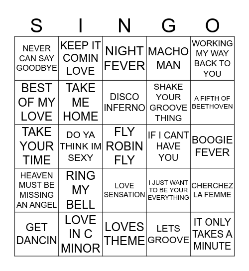 216 BEST OF DISCO #2 Bingo Card