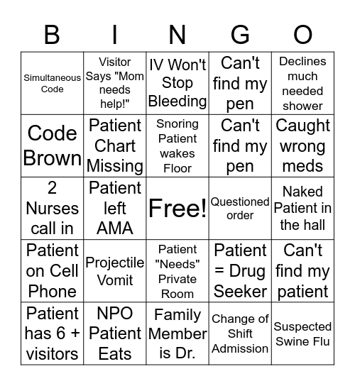 Nurses Week Bingo Bingo Card