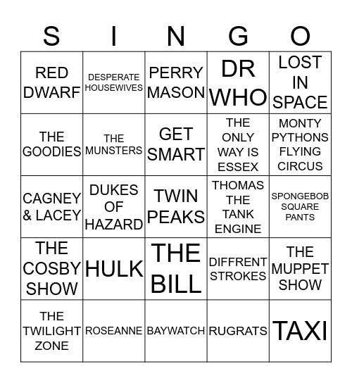 217 WHATS ON THE BOX #1 Bingo Card