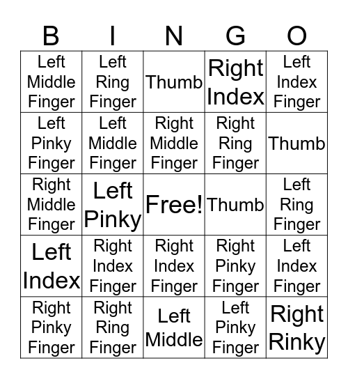 Typing Bingo Card
