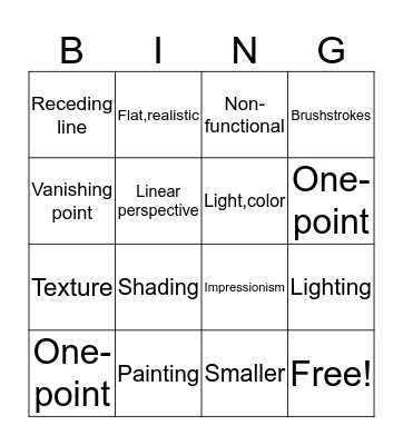 ART 1 Spring Final BINGO Card