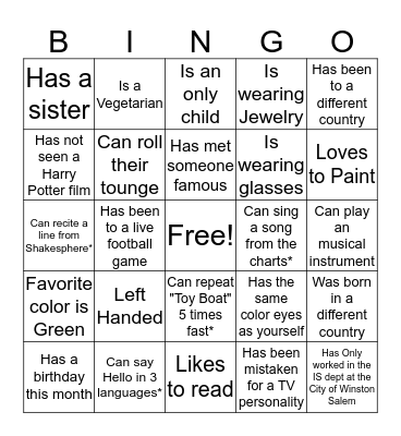 Information Systems BINGO Card