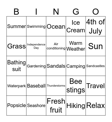 PBO SUMMER BINGO Card