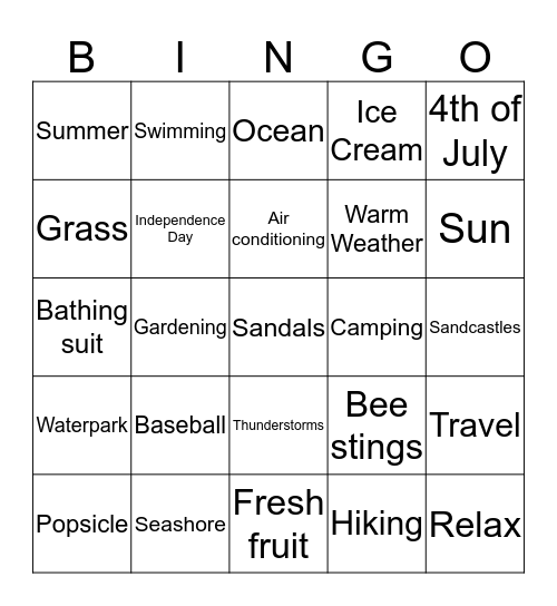 PBO SUMMER BINGO Card