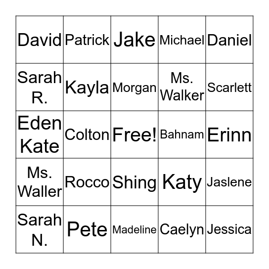 Cool Cats Bingo Card