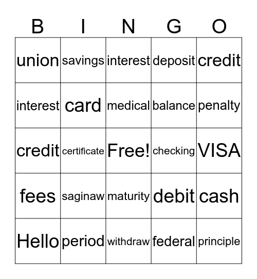Test 1 Bingo Card