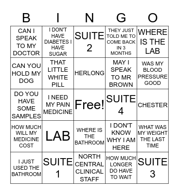 N.C.F.M.C NURSES WEEK 2018 Bingo Card