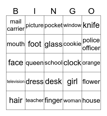 SWE1 Vocabulary #2 Bingo Card
