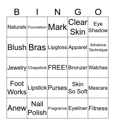 Avon Bingo Card