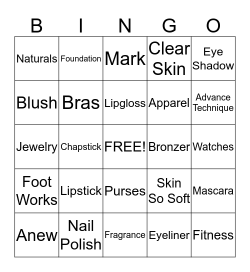 Avon Bingo Card