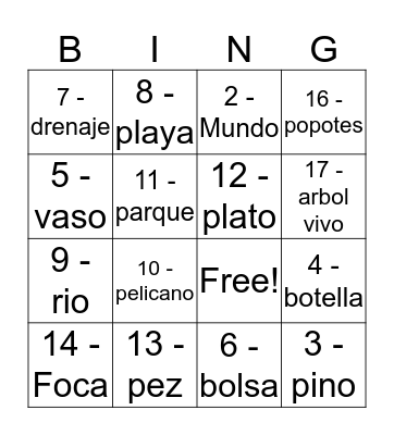 loteria de el medio ambiente Bingo Card